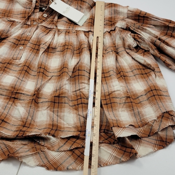 MISS ME Orange Multi Plaid Hoodie MT2476L Women's Size Medium New - Picture 7 of 10